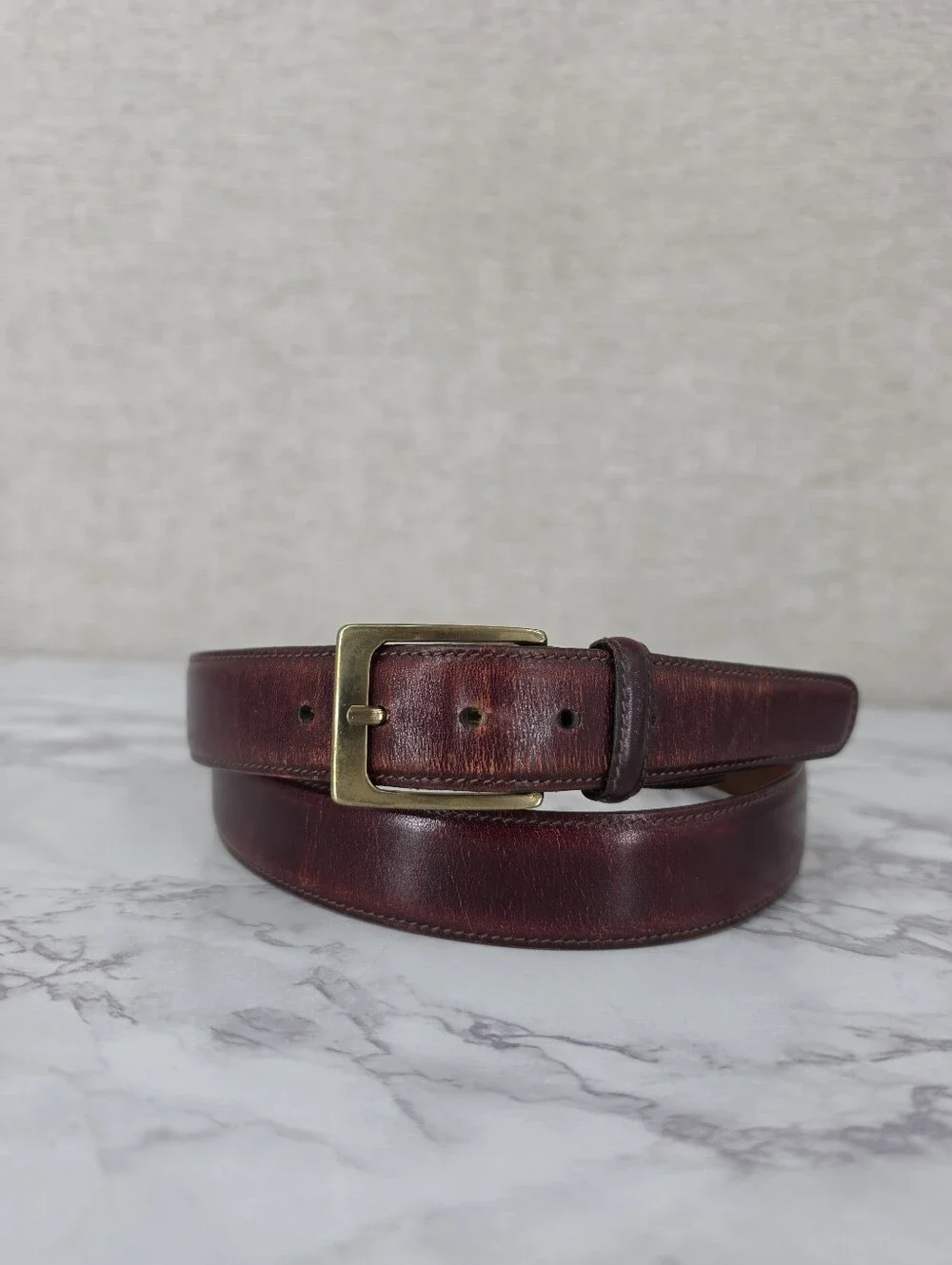 Trafalgar Cortina Handmade Leather Oxblood Burgundy Belt Kholmogor Cowhide